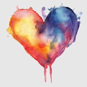 5 Aquarell-Herz-Pngs, JPEG, Aquarell-Cliparts, Valentinstag, T-Shirt-Design, Sublimationsdesigns, Hochzeits-Cliparts, Clipart-Bundle