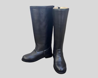 Handmade Black Leather Riding Boots | Full Back Zipper | Knee High | Custom Fit | English Dressage | Men & Women