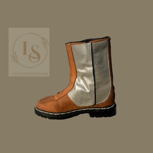 Stivali da cosplay mandaloriani da uomo / Scarpe mandaloriane / Stivali da cosplay in pelle marrone anticata / Scarpe con cerniera fatte a mano immagine 7