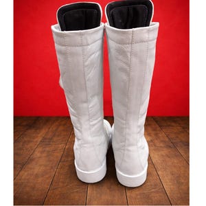 Men White Wrestling Boots | Tall Boots With Rubber Sole | Custom Wrestling Boots | Handmade White long Wrestling Boot | Lace Up Shoes image 4