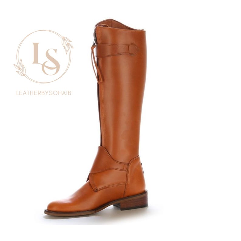 Handmade Tan Leather Riding Boots | Knee High Equestrian Horseback ...