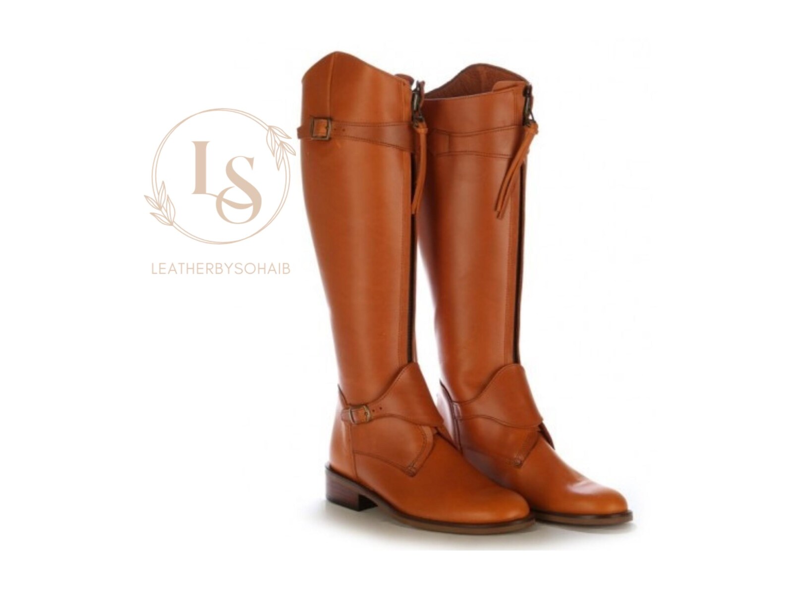 Handmade Tan Leather Riding Boots | Knee High Equestrian Horseback ...
