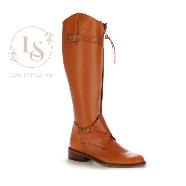 Handmade Tan Leather Riding Boots | Knee High Equestrian Horseback ...