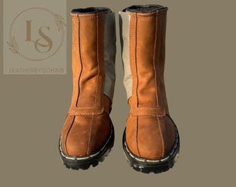 Mandalorian Cosplay Herren Stiefel | Mandalorian Schuhe |  Braune Distressed Leder Cosplay Stiefel |  Handgemachte Kostüm Zipper Schuhe Schuhe