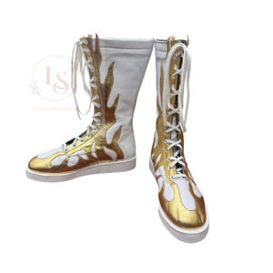Pro Wrestling Boots, Men Wrestling Boots, Custom Wrestling Long Boots, Handmade Leather Wrestling Shoes, Lace Up Boots, Gear Gift
