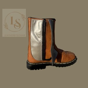 Stivali da cosplay mandaloriani da uomo / Scarpe mandaloriane / Stivali da cosplay in pelle marrone anticata / Scarpe con cerniera fatte a mano immagine 8