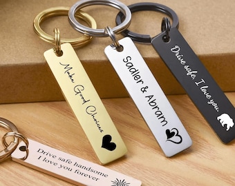 Personalised Keychain, Engraved Name Keychain, Valentine's Day Gift, Personalised Gift, Engraved Keyfob, Drive Safe Keychain, Keychain Gift