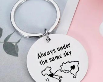 Customised Country Keychain Two Home Keyring State Keychain Long Distance Relationship Gift Personalised Necklace Christmas Gift