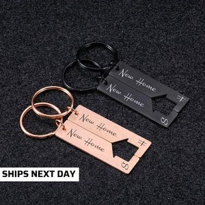New Home Gift First Home Keychain Set Personalised Gift Matching Couple Keyrings for New Home Gift Housewarming Gift New Flat Keys Gift