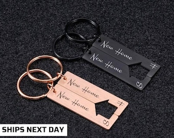 New Home Gift First Home Keychain Set Personalised Gift Matching Couple Keyrings for New Home Gift Housewarming Gift New Flat Keys Gift