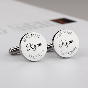 Engraved Engraved Cufflinks, Wedding Cufflink, Groomsman Wedding Cufflink, Best man Cufflinks, Wedding Gift Grooms Cufflink Personalised