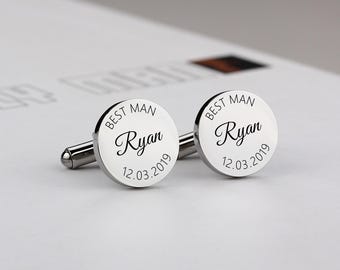 Engraved Engraved Cufflinks, Wedding Cufflink, Groomsman Wedding Cufflink, Best man Cufflinks, Wedding Gift Grooms Cufflink Personalised