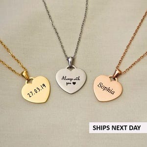 Personalised Heart Necklace | Customised Jewellery | Name Heart Necklace | Personalised Necklace Gift | Gift for Mum Jewellery Engraving