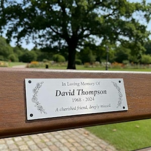 Personalised Memorial Bench Plaque - Custom Engraved Plaque for Park Bench, Garden, or Tree - Memorial Keepsake Bench Sign