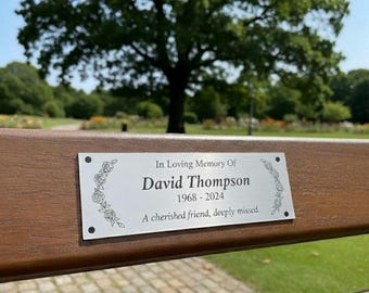 Placa conmemorativa personalizada para banco - Placa grabada a medida para banco de parque, jardín o árbol - Letrero conmemorativo para banco