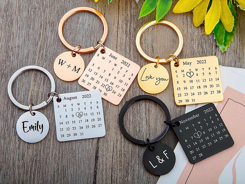 12.Engraved Keychains with Special Dates