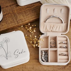 Benutzerdefinierte Schmuckschatulle, personalisierte Schmuck Reisebox, Hochzeitsgeschenk, Brautjungfer Geschenk, Halskette Armband Box, Schmuck Aufbewahrungsbox