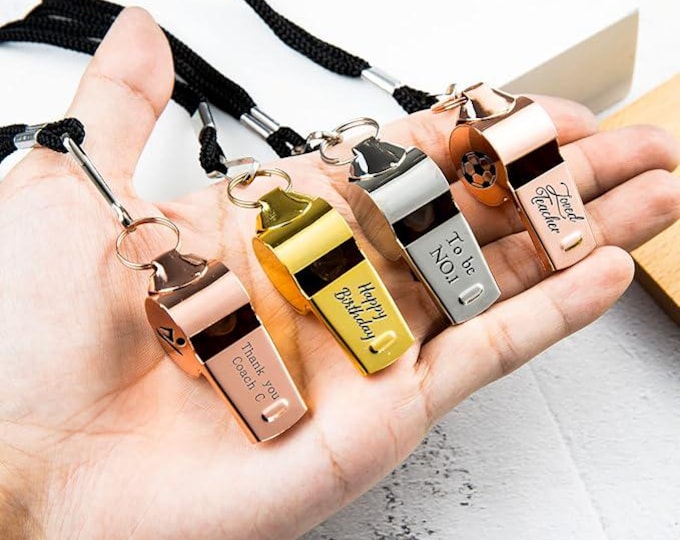 Custom Engraved Coach Whistle – Personalised Gift for Coaches, Teachers, Birthdays, Football Whistle, Referee Whistle, Back to School Gift