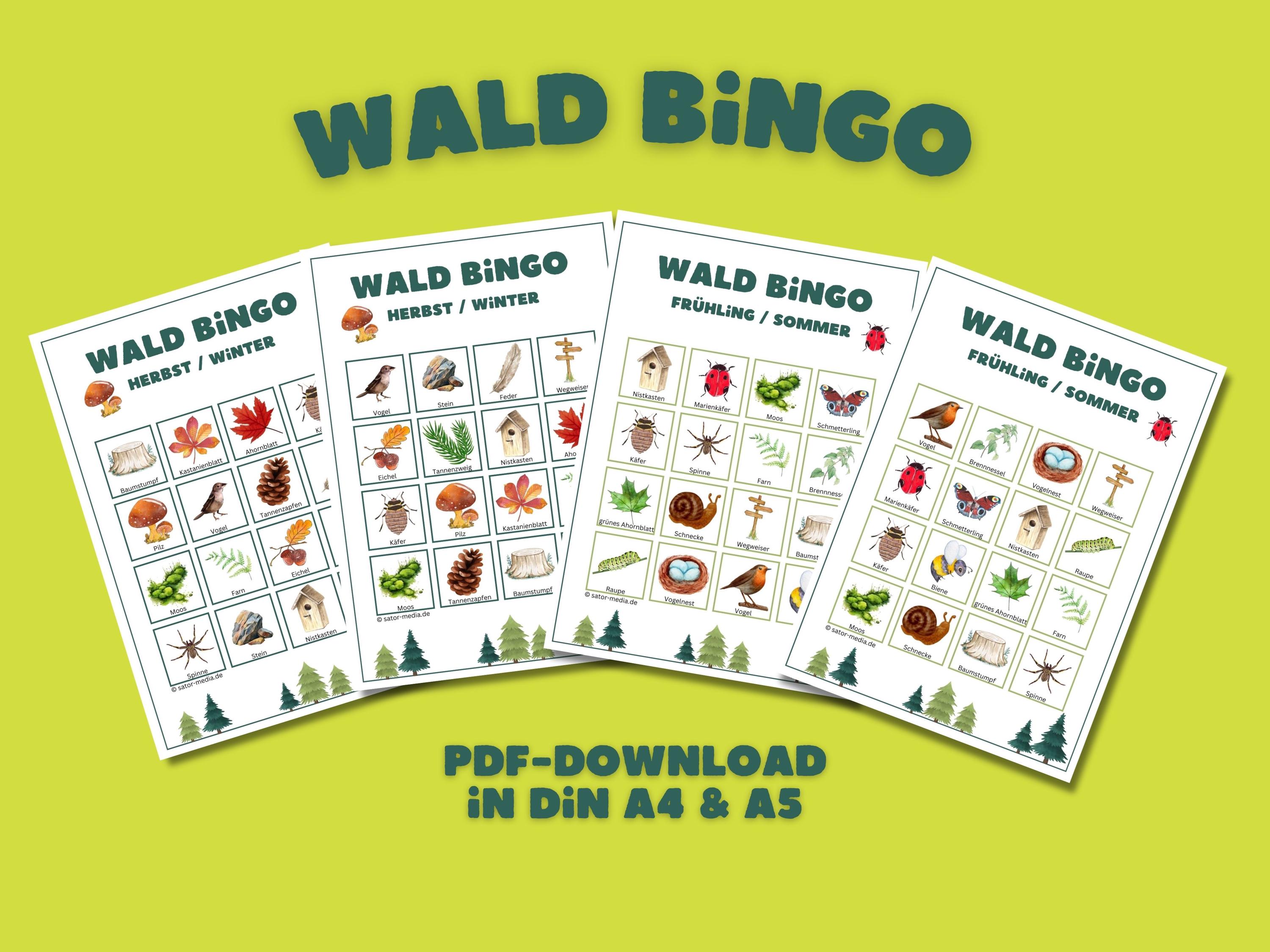 Forest Bingo for children ages 4 and up: An exciting game for every forest walk
