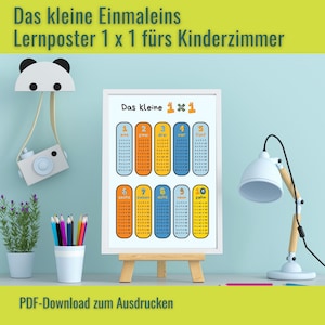 The times table, learning poster 1 x 1, arithmetic, math, elementary school, schoolchild, 2nd grade, school supplies, multiplication, practicing arithmetic