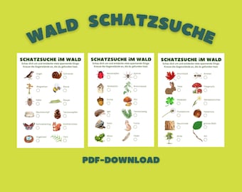 Forest Treasure Hunt / Nature Treasure Hunt for children from 4 years to print out, search game for walks in the forest
