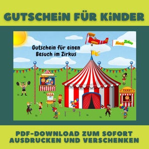 Voucher for a circus visit, vouchers for children, voucher to print, voucher card