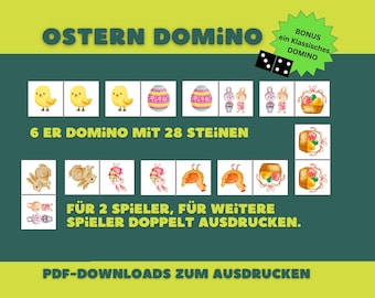 Domino pasquale per bambini con motivi pasquali da stampare (domino classico, gioco del domino, carte del domino, domino)