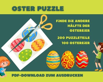 Easter Egg Puzzle - Matching Easter Eggs for Children, a Game Idea for Easter, an Easter Puzzle to Print