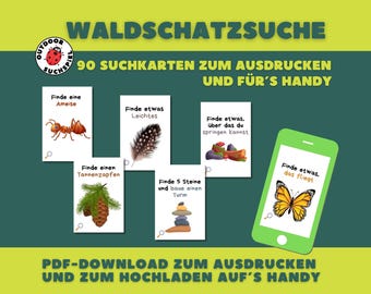 Forest treasure hunt with 90 search cards game for children treasure hunt in the forest a search game for children&#39;s birthdays outdoor scavenger hunt Montessori