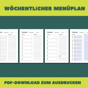 Weekly menu planner with shopping list, 7-day menu planner, meal plan, meal planner to print / digital for Good Notes