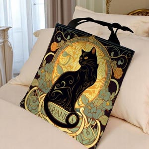 かわいい黒猫トートバッグ、黒猫トートバッグ、黒猫マジックトートバッグ、彼女へのプレゼント
