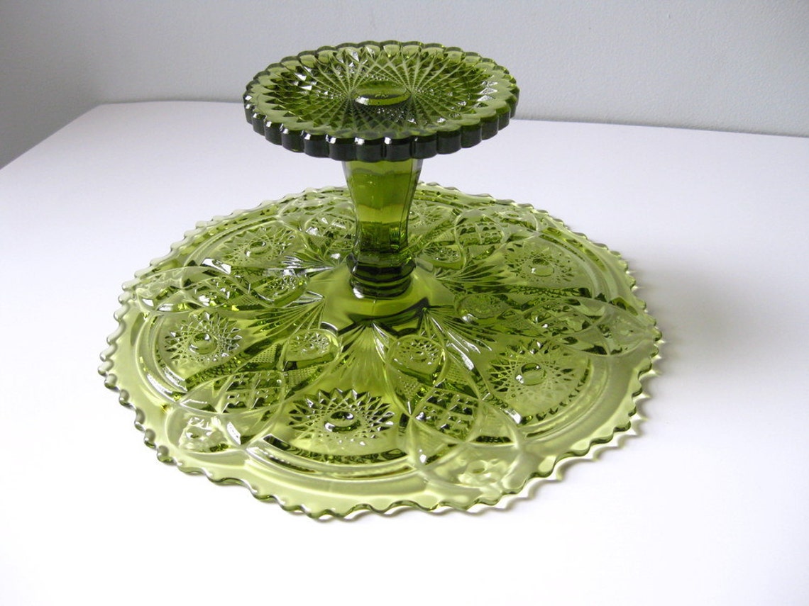 Vintage cake stand Imperial Glass Fashion Etsy