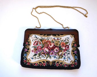 Vintage tapestry purse with chain handle