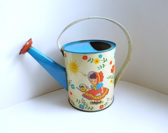 Vintage toy tin watering can Ohio Art metal sprinkling can