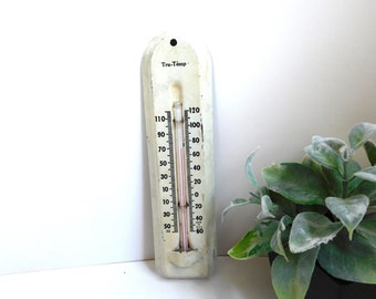 Vintage white metal thermometer Tru Temp