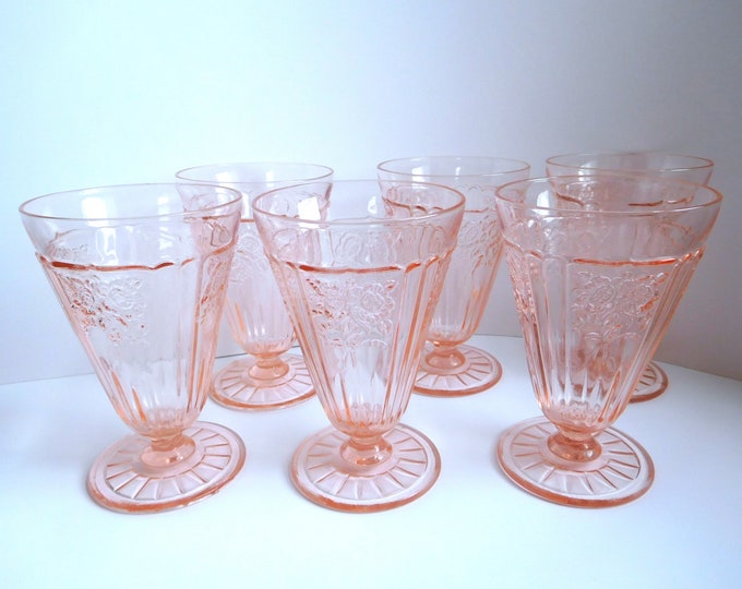 Vintage Pink Depression Glass Goblets Mayfair Pattern Etsy