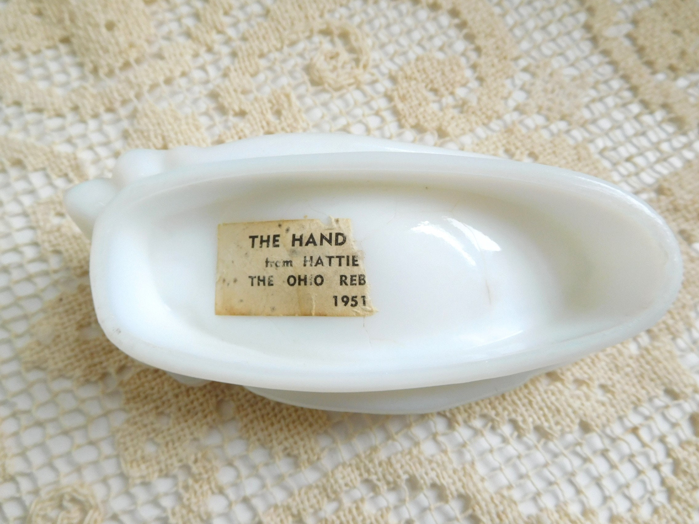 Vintage Milk Glass Hand Dish White Glass Hand Ring Holder Etsy