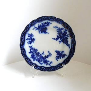 Antique flow blue bread plate Touraine pattern Stanley Pottery 6.5 inch diameter