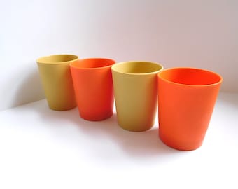 Vintage Tupprware juice tumblers orange and harvest gold 1970s