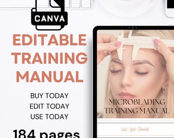 Microblading digital utbildning e-bok Canva-mall: Bryn- och PMU-kurs (digital nedladdning)