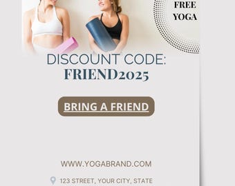 Flyer för yogaklass, mall för gör-det-själv-flyer, flyer för yogastudio, flyer för yogainstruktör, flyer för meditation, rabatt för färdig yoga- och fitnessaktiviteter