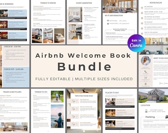 Airbnb Welcome Book Template Host Bundle, Vacation Rental Printable, Rent House Manual, Arrival Poster, Guest Check-in Guide, Airbnb Signs