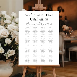 Editable Wedding Seating Chart Template, Wedding Seating Arrangement, Wedding Table Plan, Canva DIY, Instant Download