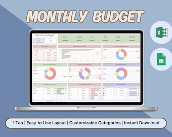 Simple Monthly Budget Spreadsheet, Paycheck Budget, Easy Budget Tracker, Beginner Budget, Expense Tracker, Google Sheets Excel Template