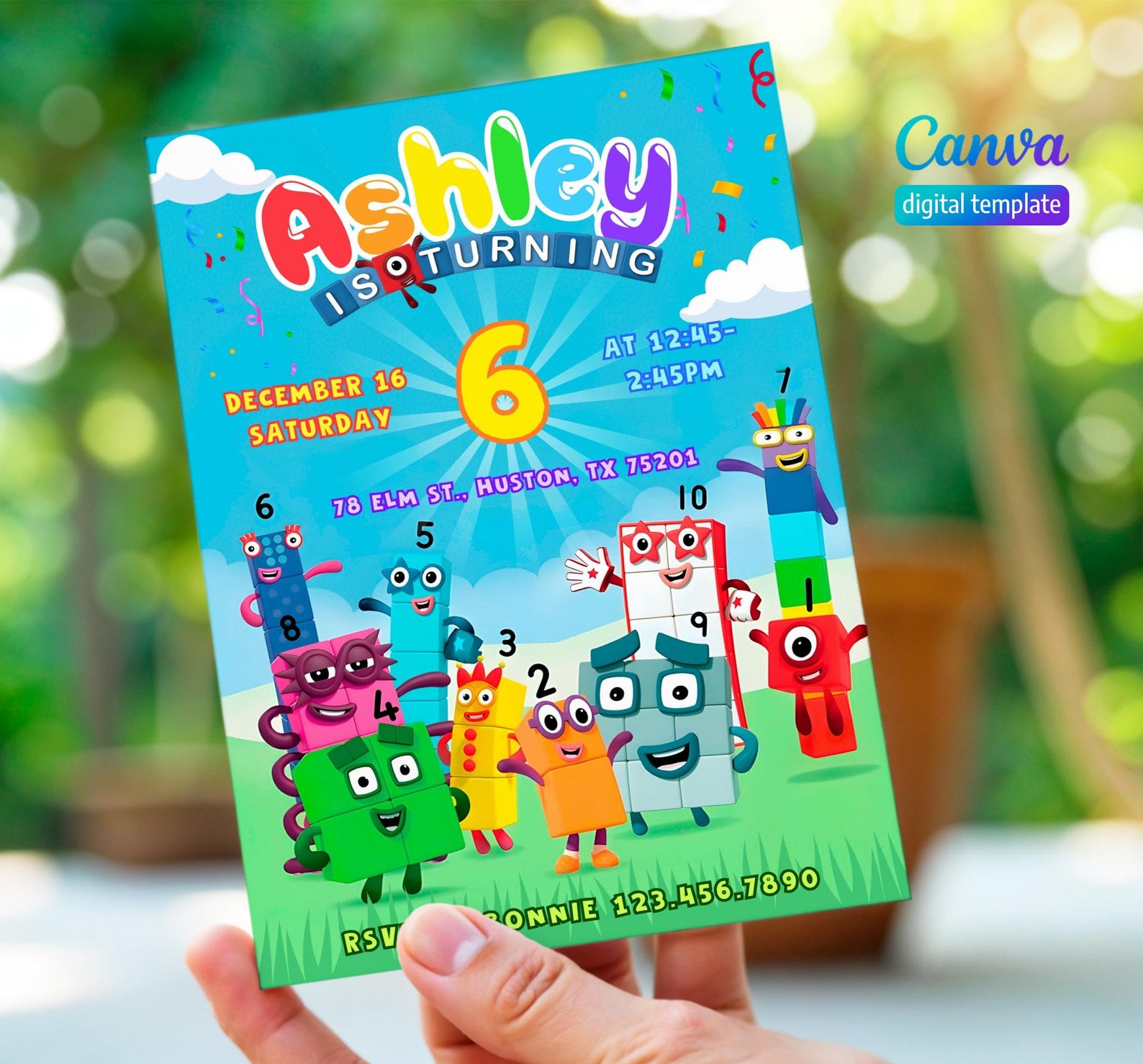 Invitación de cumpleaños de Numberblocks, invitación editable e ...