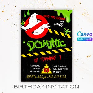 Ghostbusters birthday invitation, Printable editable invite, frozen empire party, ectomobile, boy birthday, digital template