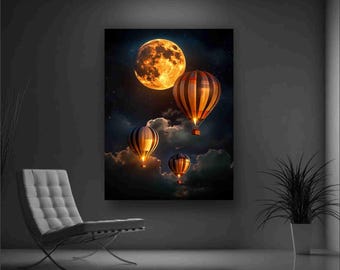 Animated Hot Air Balloon LED Lightbox: Nursery, Kids Room Wall Art