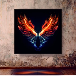Animated Fiery Angel Wings LED Lightbox – Colorful Glowing Wall Decor, Fantasy Home & Office Decoration, Unique Gift