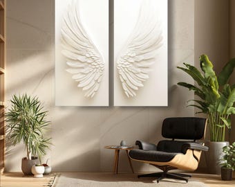Framed White Angel Wings Wall Art: Ethereal Home Decor