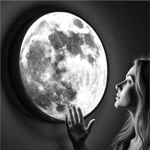 Applique da parete a LED Moon: luce ambientale dimmerabile, struttura in pelle vegana